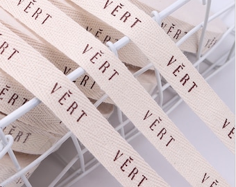 Custom Twill Cotton ribbon Tape 100 yards Logo printed