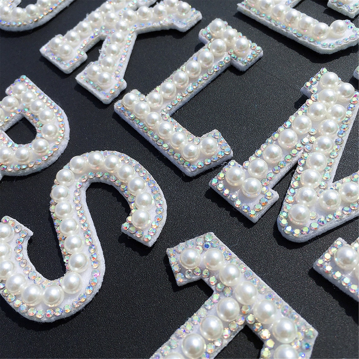 Rhinestone Pearl Alphabet Letter Applique 3D Iron On letters | Etsy