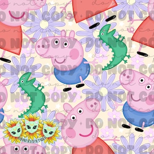 Patrón repetitivo sin costuras con diseño floral de cerdo de verano