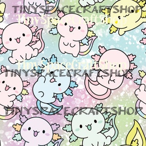 Colorful Axolotl SEAMLESS PNG