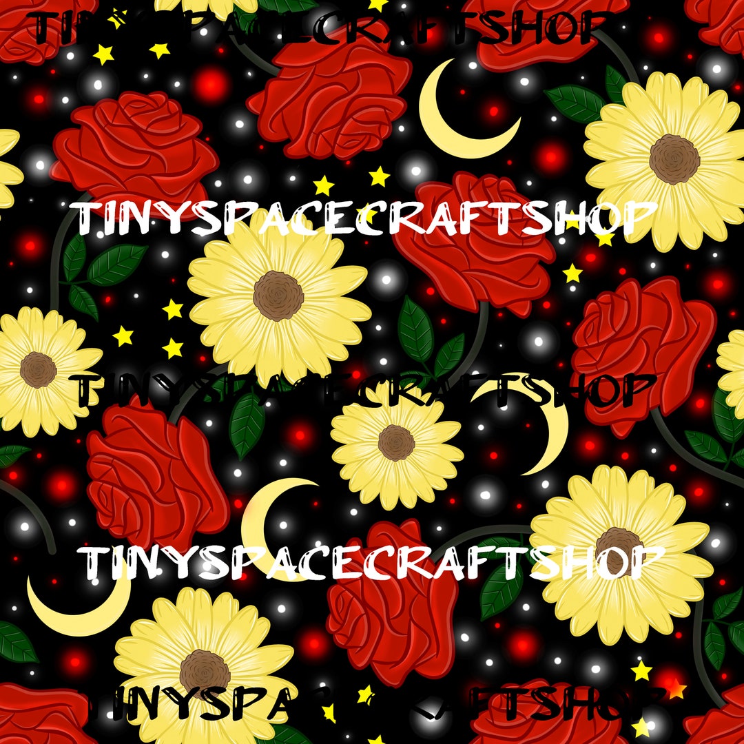 Sunflower Rose Hand Drawn SEAMLESS PNG - Etsy