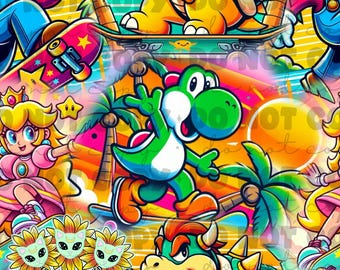 Summer skate seamless repeating pattern