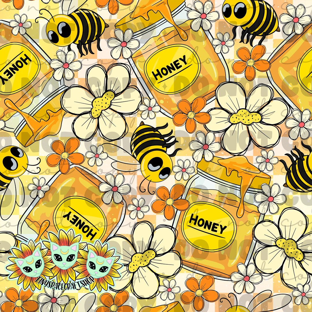 Floral Honey Bee Seamless Repeating Pattern - Etsy