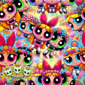 Power girls seamless repeating pattern