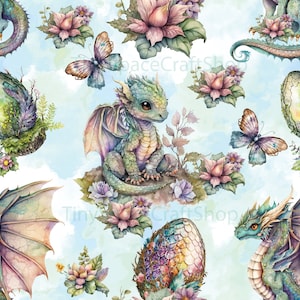 Pastel dragon seamless PNG