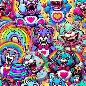 Horror Halloween bear SEAMLESS png