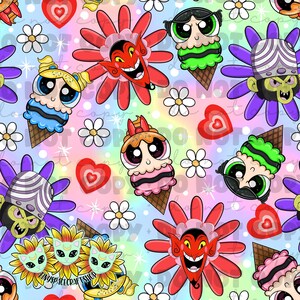 Cartoon girls ice cream SEAMLESS png