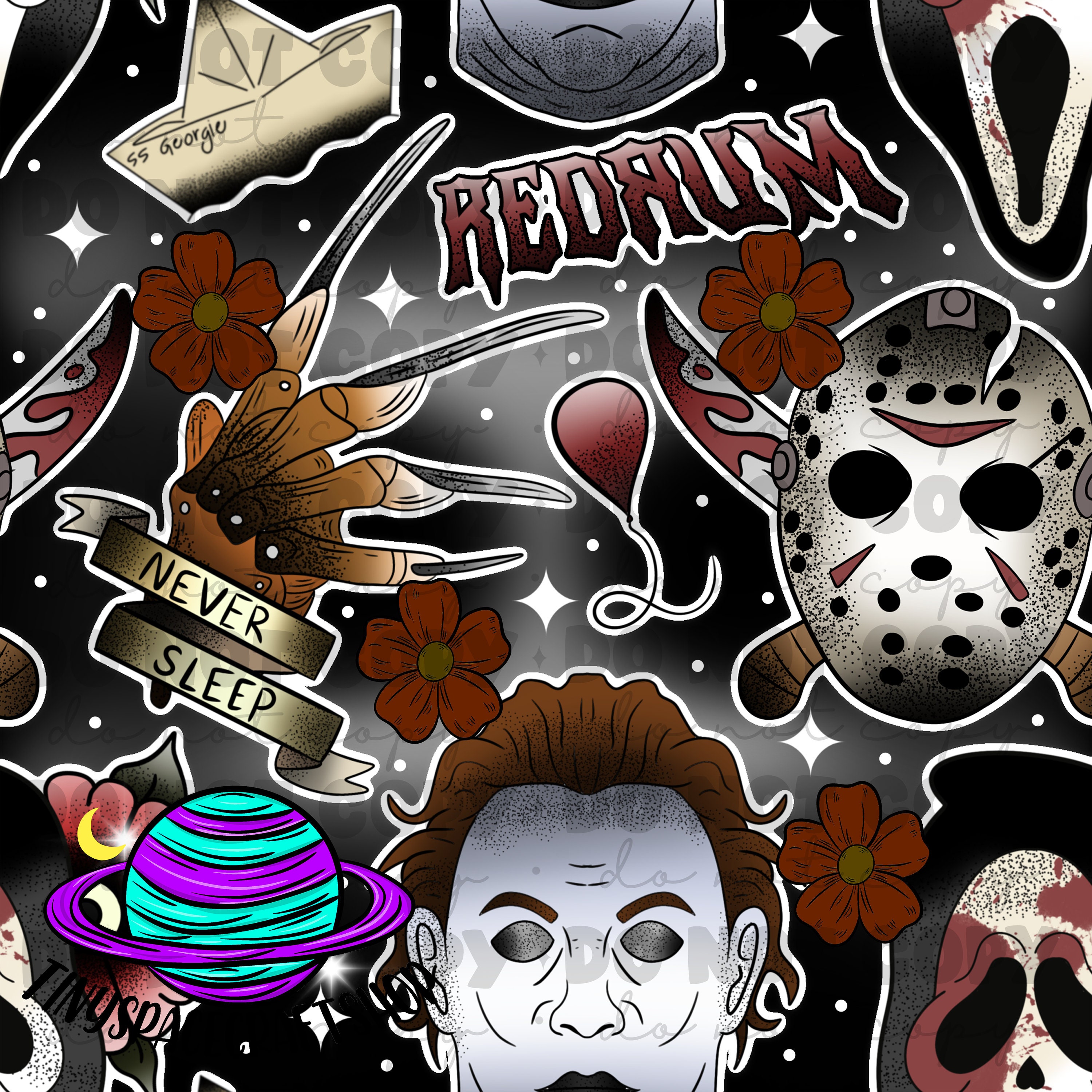 Horror tattoo SEAMLESS PNG