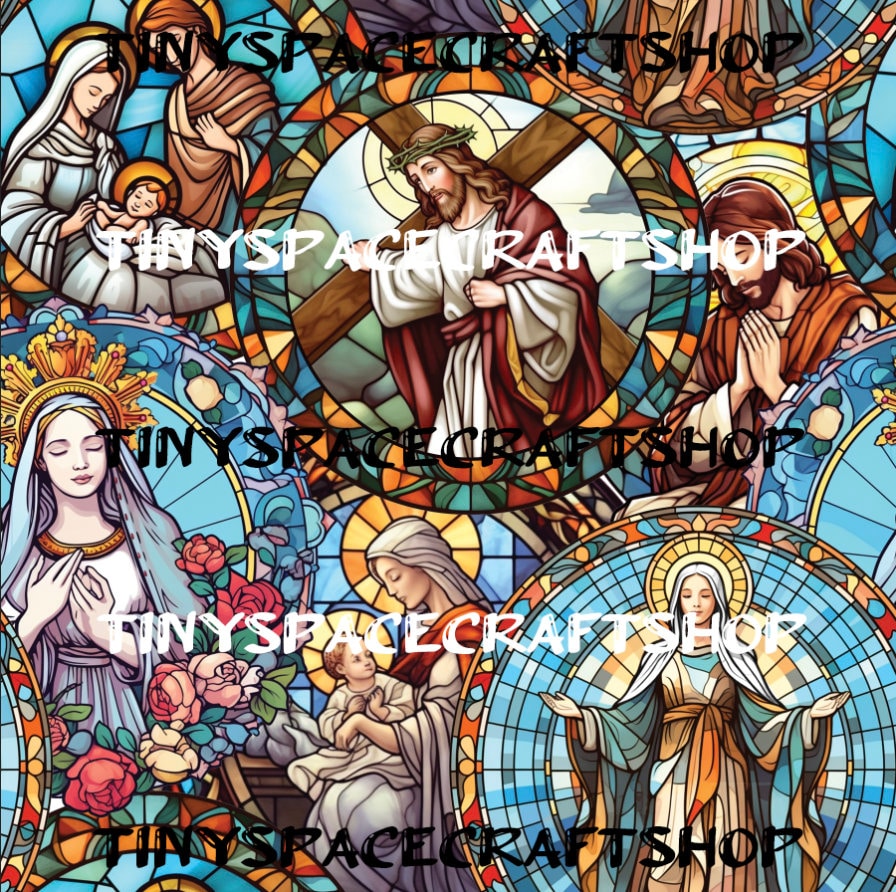 Religious Stained Glass Seamless PNG - Etsy