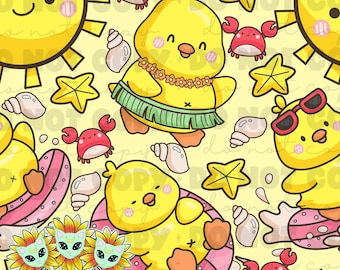Summer ducks SEAMLESS repeating pattern