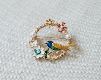 Vintage style brooch, bird brooch, gift for mom, Christmas gift brooches