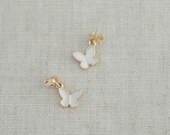 Butterfly dangle earrings, 925 sterling silver butterfly jewelry, gold butterfly earrings, gift for girlfriend, gift for mom, gift for wife