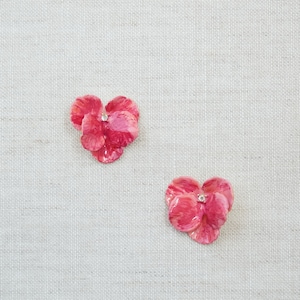 Pink three-dimensional petal earrings, handmade artistic earrings, 925 silver stick non-allergic earrings, bridal earrings, gift for her