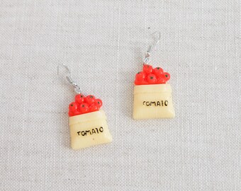 Tomato earrings, farm earrings, cute earrings