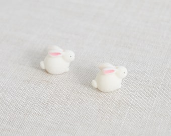 Cute rabbit earrings, rabbit ring, rabbit brooch, handmade rabbit jewelry series