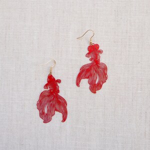 red fish Dangle & Drop Earrings earrings, delicate earrings, red earrings