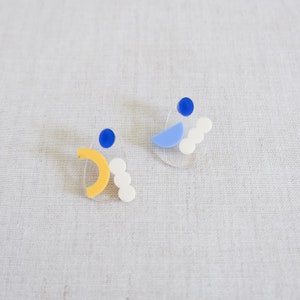 Transparent acrylic abstract color block earrings, art style earrings