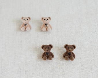 Pendientes de oso, pendientes de animales, pendientes de oso beige, pendientes de oso marrón, pendientes lindos