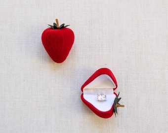 strawberry ring box, cute ring box, gift for her, engagement ring box, fruit ring box