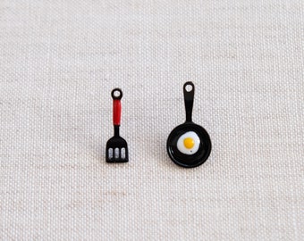 Fried egg earrings, creative earrings, cute earrings, asymmetric earrings