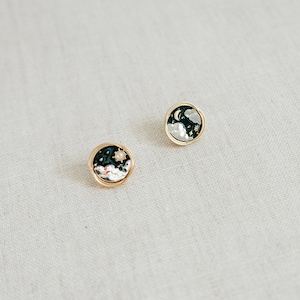 Moon and Sun earrings, asymmetric earrings, universe earrings, sky earrings, round earrings, circle earrings