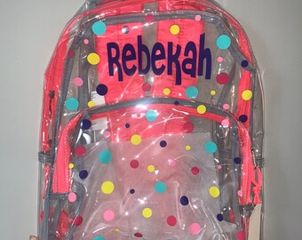 see thru backpack personalize Clear 