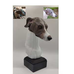 Greyhound bust - Personalized painting service  - Handmade painting - 3D Dog Statue -  wedding cake topper - Greyhound dog