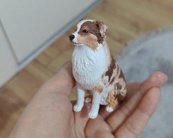ミニチュア セラミック ボーダーコリー犬 座っている動物 面白い