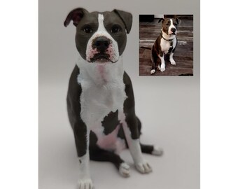 Staffordshire bull terrier statue - Personalized painting service - Dog statue - dog topper cake - dog birthday - staffordshire Bull