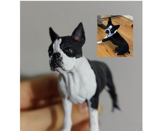 Custom Boston Terrier -  cake topper work - Personalized painting service -  Dog statue - wedding cake topper - dog birthday - custom dog