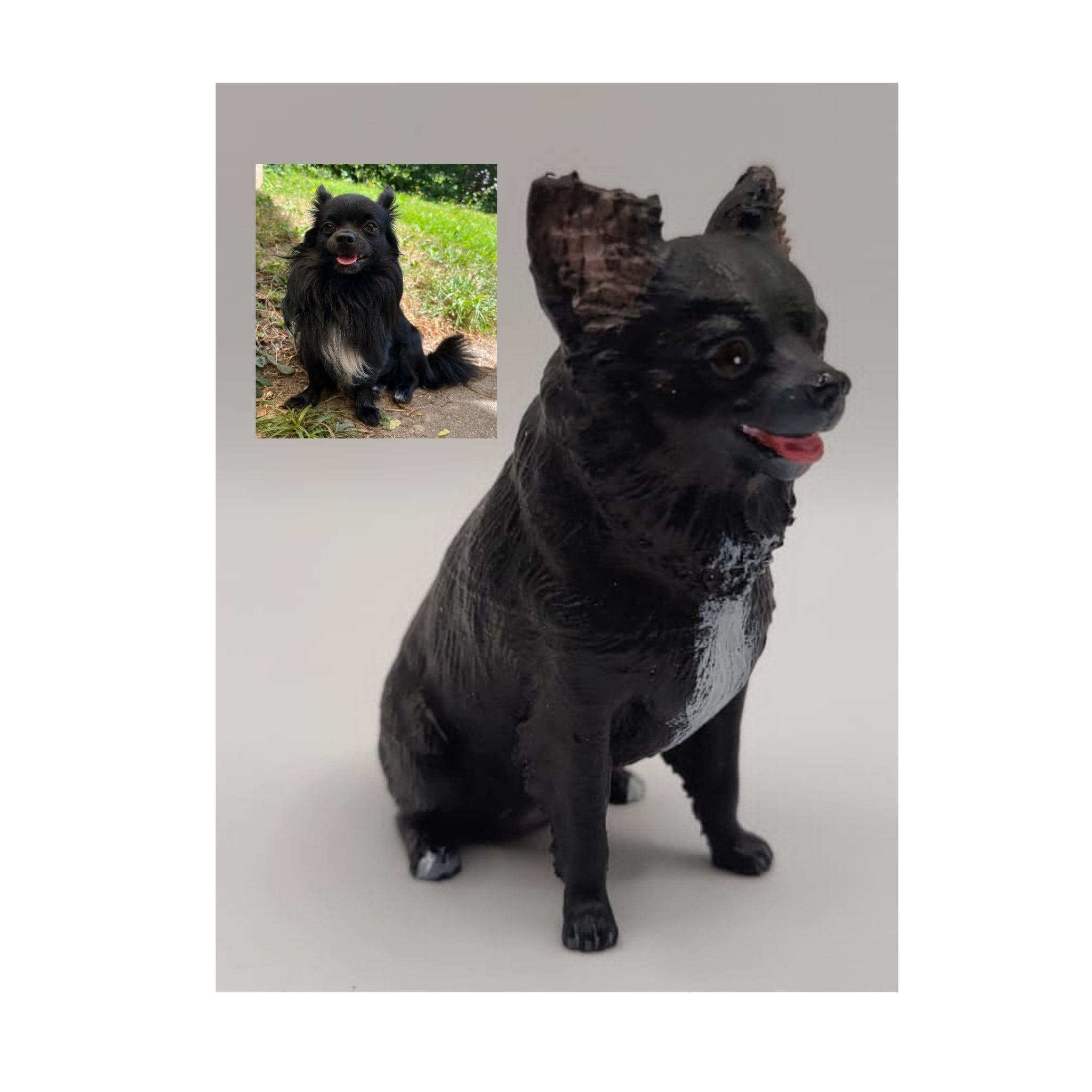 Chihuahua long haired statue - Personalized painting service - Dog statue - dog sculpture - dog topper cake - topper cake - dog birthday