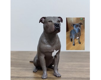 Pitbull Terrier - Personalized painting service - handmade painting - dog statue - cake topper - dog birthday - custom  pitbull