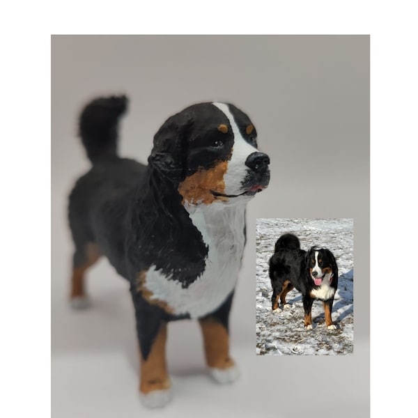 Bernese Cattle Dog - Personalized painting service - Bovaro del bernese - dog statue - dog figurines - cake topper - dog birthday