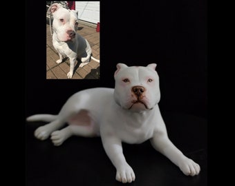 Custom Pitbull Terrier - Personalized painting service - handmade painting - dog statue - cake topper - dog birthday