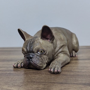 Bulldog francese - Servizio di pittura personalizzato - Statua di cane - Decorazione per torta a forma di cane - Decorazione per torta - Compleanno di cane - Torta per animali domestici - Statua di cane personalizzata