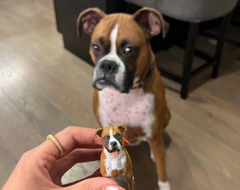 Boxer Dog - Personalized painting service  - Handmade painting - 3D Dog Statue - cake topper - dog birthday - German Boxer - Deutscher Boxer