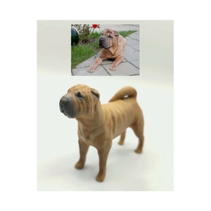 Shar Pei - Servicio de pintura personalizado - pintura hecha a mano - estatua de perro - topper pastel de boda - Estatua de perro Shar Pei