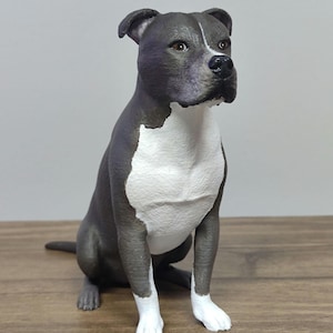 Pitbull Terrier - Personalized painting service - handmade painting - dog statue - cake topper - dog birthday - custom  pitbull