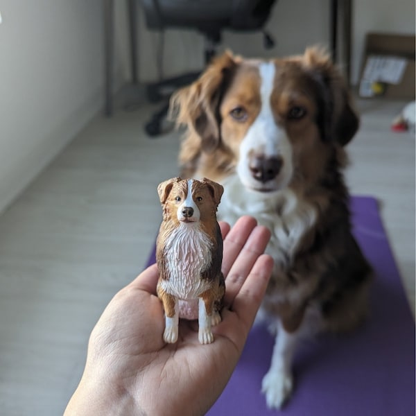 Berger australien - figurine de chien personnalisée - service de peinture personnalisé - cadeau pour amoureux des chiens - décoration de gâteau - cadeau de mariage