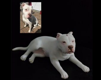 Custom Pitbull Terrier - Personalized painting service - handmade painting - dog statue - cake topper - dog birthday - custom  pitbull