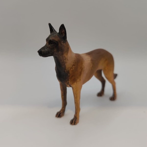 Chien malinois - Décoration de Noël - Service de peinture personnalisé - Peinture faite main - Statue de chien 3D - Décoration de gâteau - Anniversaire de chien -