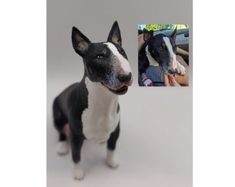Custom Bull Terrier - wedding cake topper  - Personalized painting service  - Handmade painting - 3D Dog Statue - cake topper - dog birthday
