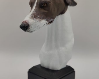 Custom Pet Bust – Handmade Greyhound Dog Statue, Memorial Keepsake
