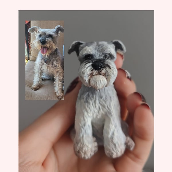 Schnauzer- Personalized painting service - handmade painting - dog statue - wedding cake topper - Miniature Schnauzer - dog Memorial