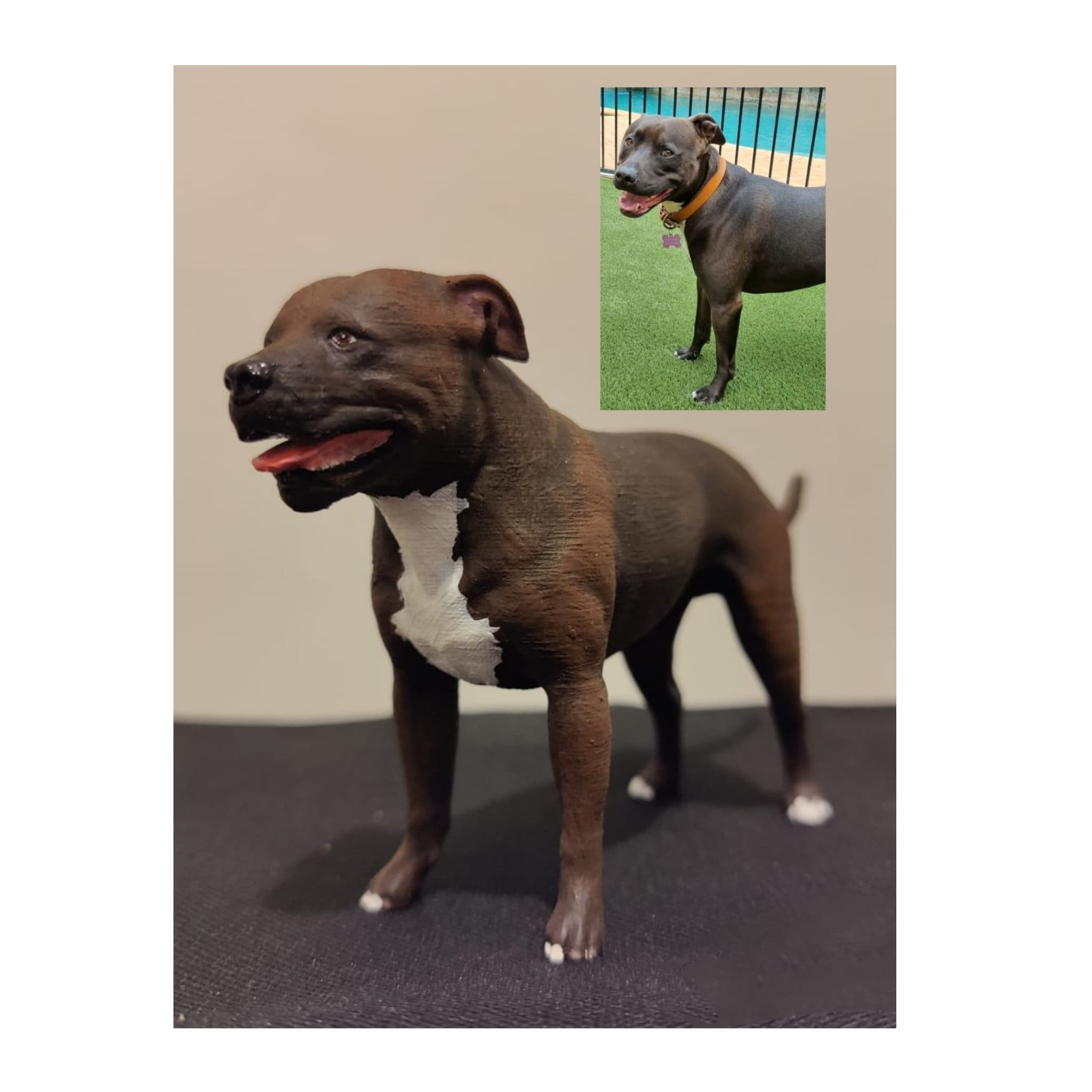 Staffordshire bull terrier statue - Personalized painting service - Dog statue - dog topper cake - dog birthday - staffordshire Bull