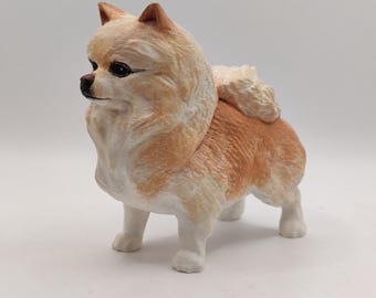 Personalized Pomeranian Dog Statue – Handmade Pet Memorial, Cake Topper