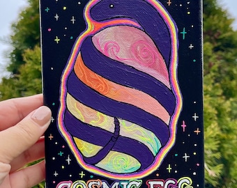 Cosmis Egg Snake Witchy Tarot Card Painting