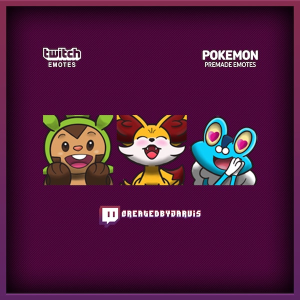 Pokemon emotes for twitch / discord - Gen 6 Pack -  Chespin, Fennekin, and Froakie