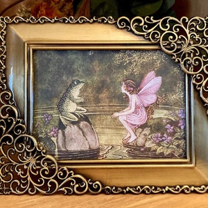 BEST SELLER Miniature Antique Gold Frame Fairy and Frog Vintage Children’s Book Illustration Miniature Frame Art by Ida Rentoul Outhwaite