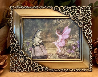 BEST SELLER Miniature Antique Gold Frame Fairy and Frog Vintage Children’s Book Illustration Miniature Frame Art by Ida Rentoul Outhwaite